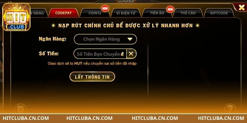Chính sách nạp tiền tại cổng game không giới hạn giá trị.